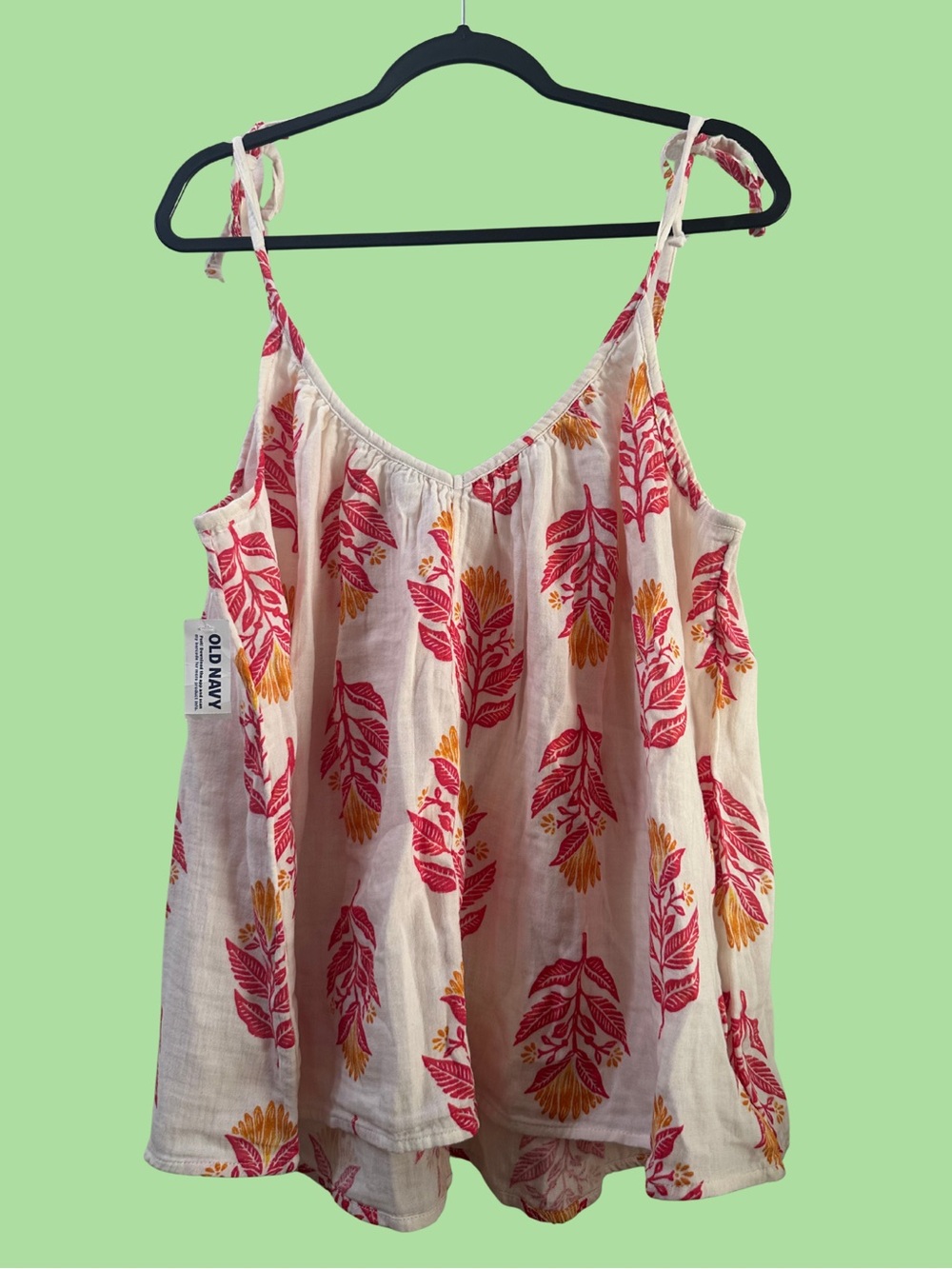 OLD NAVY NWT Loose Floral Top SIZE EXTRA LARGE Vibrant Delicate White Orange Sun